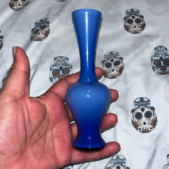 BLUE OPALINE GLASS VASE - Picture 3 of 4